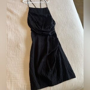 NWT Zara Textured Bodycon Open Back Cocktail Mini Dress Black M